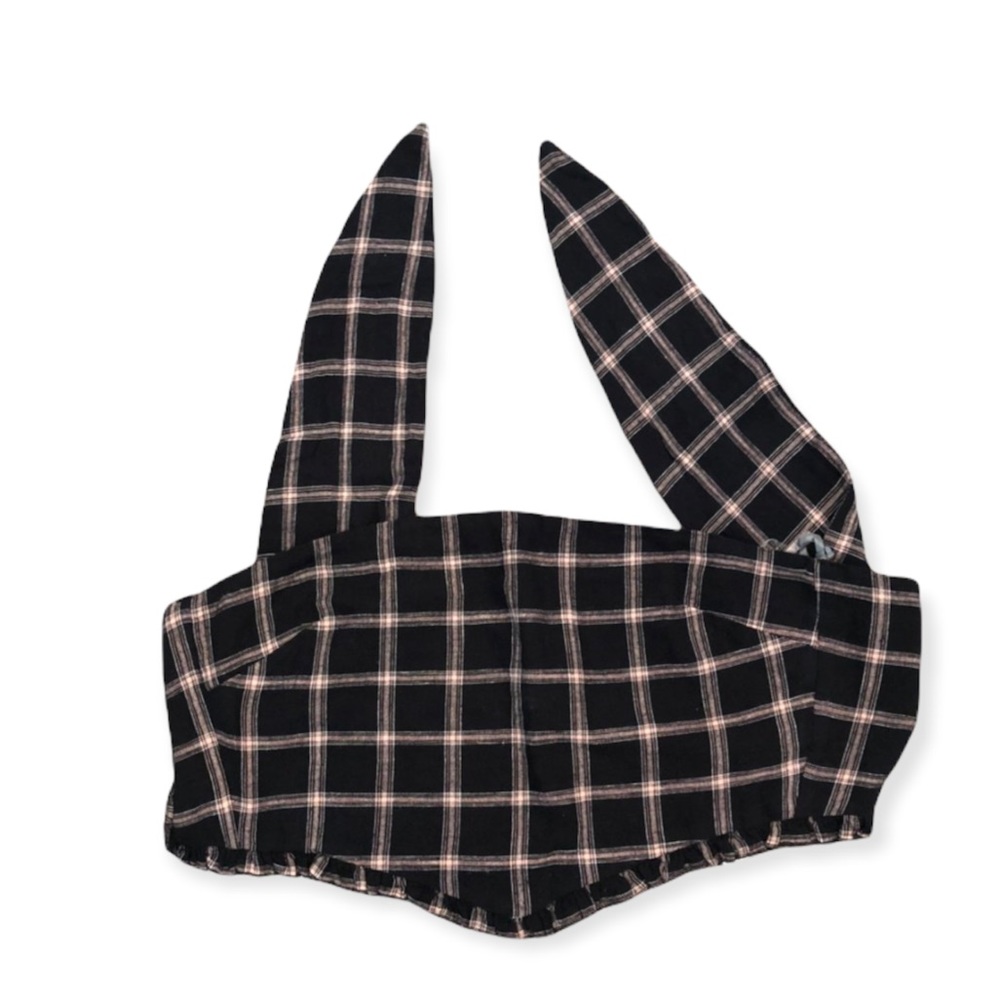 Plaid tie back tube top